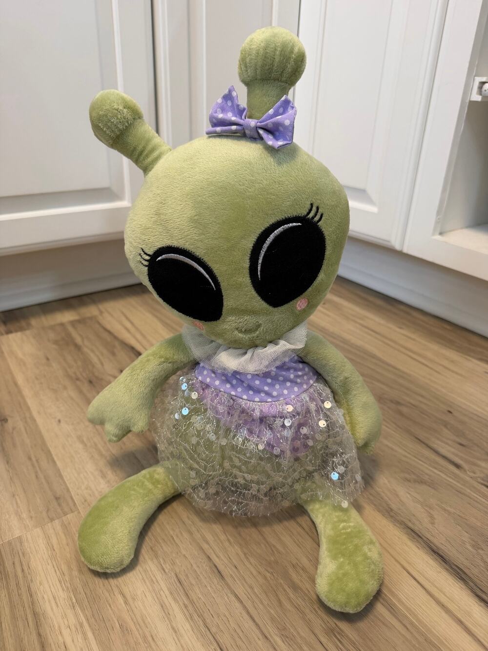 NWT Studio 10.31 Plush Weighted Halloween Alien Shelf Sitter Purple Dress 21"